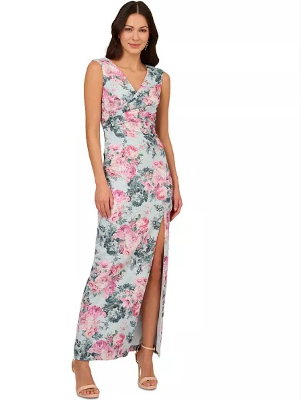 NWT Adrianna Papell Floral Jacquard Long Dress